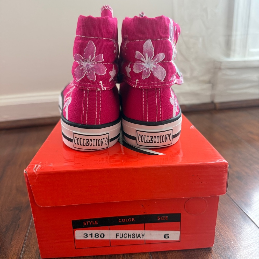 Collection O Convertible Pink Floral and Fairy High-Top Sneakers - Picture 4 of 9